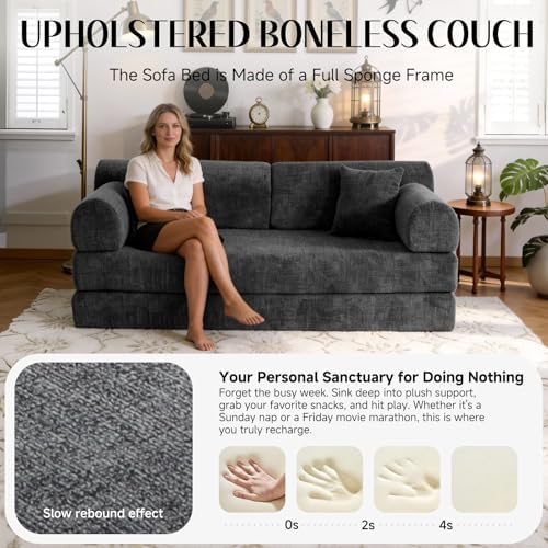 78.8" Convertible Sofa Bed, High Back Boneless Couch - Image 3