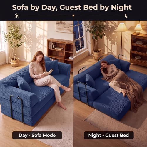 79'' Convertible Futon Sofa Bed, High‑Back Boneless Couches - Image 5