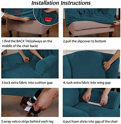 Turquoize Wing Chair Slipcover Velvet Armchair Chair Slipcovers Ultra Soft - Image 6