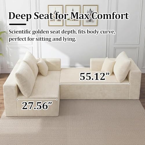 92.5" Modular Sectional Sofa, L-Shaped Cloud Couch - Image 4