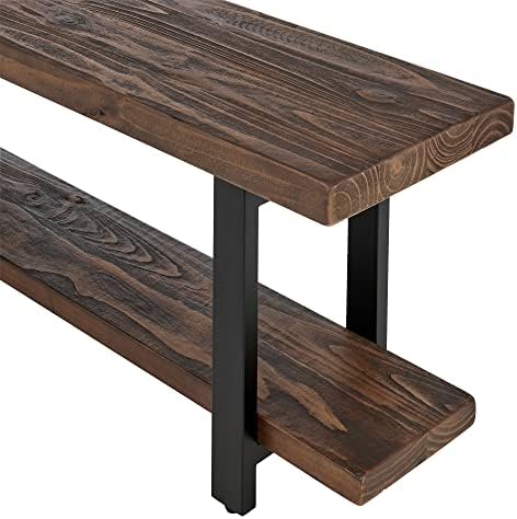 Pomona Solid Wood Entryway Bench and Coat Hook Set, Rustic Brown, 48 Inch - Image 7