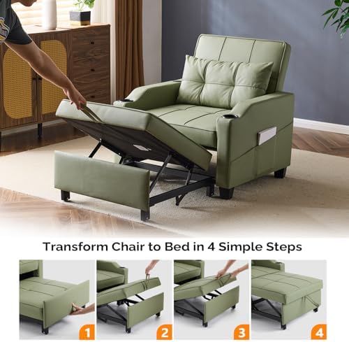 VINGLI Convertible Sleeper Chair Bed, Pull Out Sofa Couch - Image 6