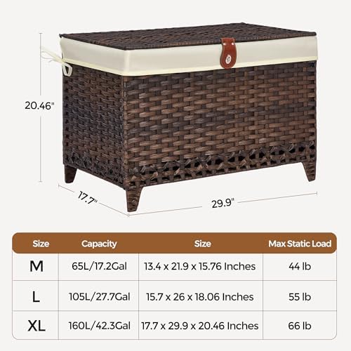 Wicker Storage Basket with Lid, 160L Shelf Basket with Removable Liner Bag - Image 6