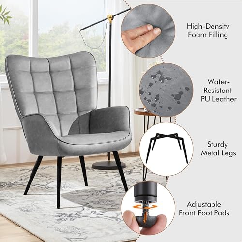 Yaheetech Faux Leather Accent Chairs Set of 2 - Image 5