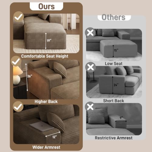 ONEMMLION 108" Oversized Cloud Boneless Couch Modular Sofas - Image 4