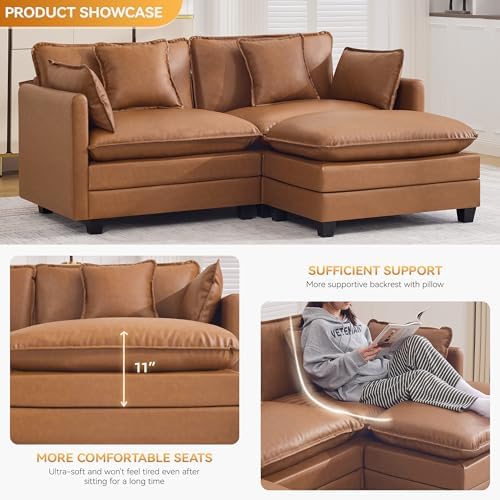 76'' Cloud Deep Seat Loveseat Sofa, Upholstered Leather Modular 2-Seats - Image 3
