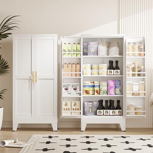 GAIOUS Metal Kitchen Pantry Cabinet, Food Storage Cabinets White Cupboard - Image 6