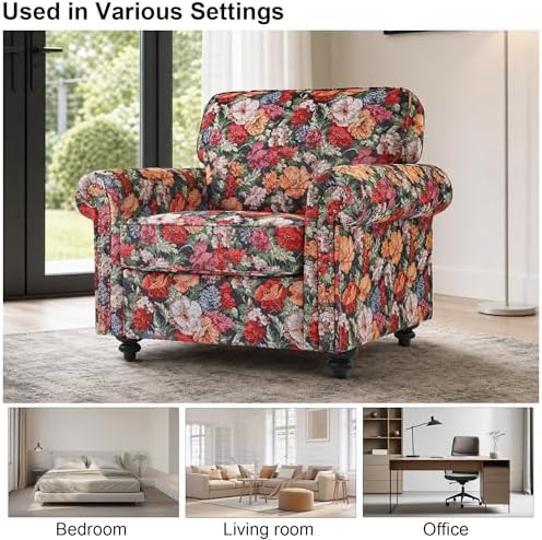 Folral Accent Chair, Comfy Reading Armchair - Image 5