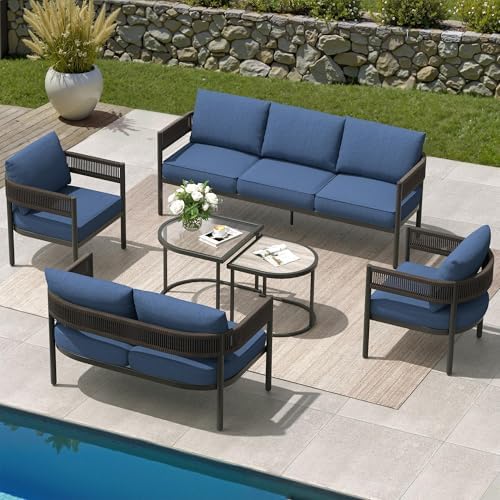 Grand patio 6-Piece Outdoor Furniture Set, 7 Seats, Peacock Blue - Image 5