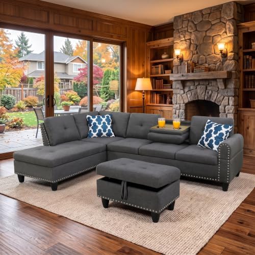 Linen L-Shaped Couch Set - Image 6