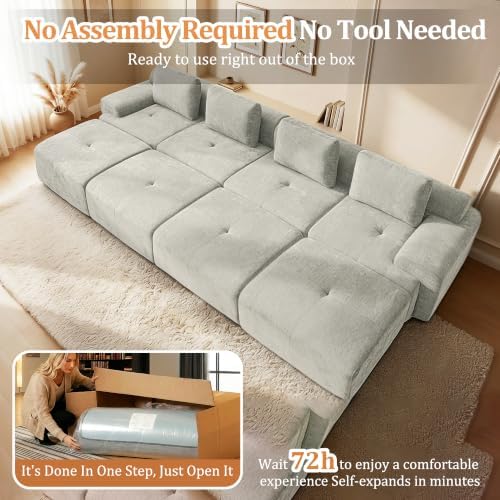 159" Oversized Boneless Couch, Comfort Cloud Sectional Couches - Image 5