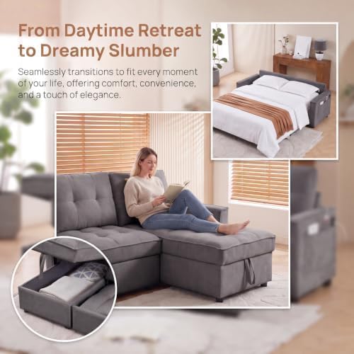 NicBex 71" L Shaped Queen Pull Out Sofa Bed - Image 6
