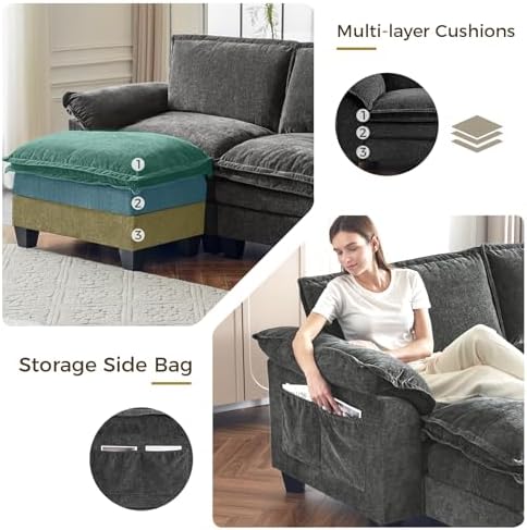 KKL 155" Sectional Couches for Living Room, U-Shaped Modular Sectional Sofa - Image 4