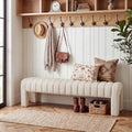 63" Upholstered Bed Bench, Cute Upholstered Channel Tufted Bench by Zibeths