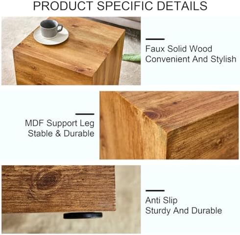 End Table, Side Table Living Room Table, Modern Sofa Couch Table, Faux Marble - Image 5