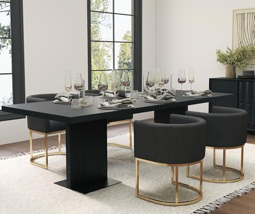 HNY Mid Century Modern Upholstered Barrel Dining Chairs - Image 5
