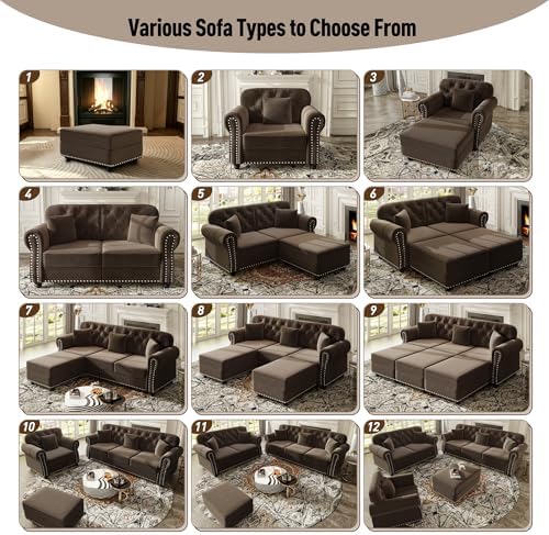 GDFStudio 63" Upholstered Velvet Loveseat Sofa - Image 4
