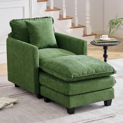 30'' Cloud Single Couch with Ottoman, Cloud Sofa with Throw Pillow, Modern 1 by HOCAT