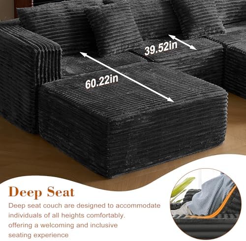 110 Corduroy Modular Sectional Boneless Sofa - Image 5
