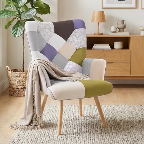 Joysoul Living Room Accent Chair, Modern High Back Armchair, Boho Patchwork by Joysoul