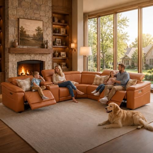 Power Recliner Sectional Sofa, Leather Recliner Sofa - Image 3