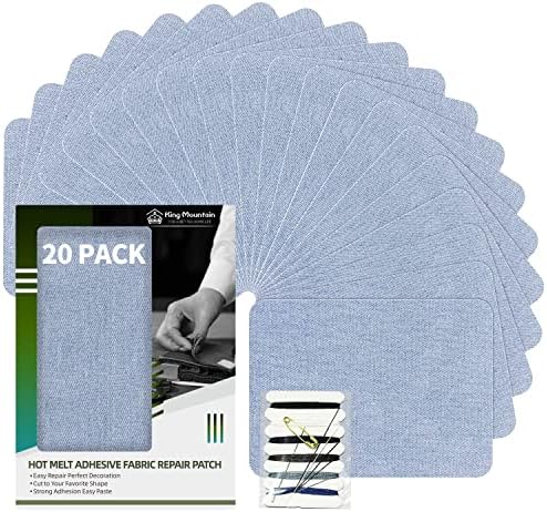 KING MOUNTAIN Iron-on Repair Patch 20 Pcs Pack, Denim Patches by ForABetterHomeLife