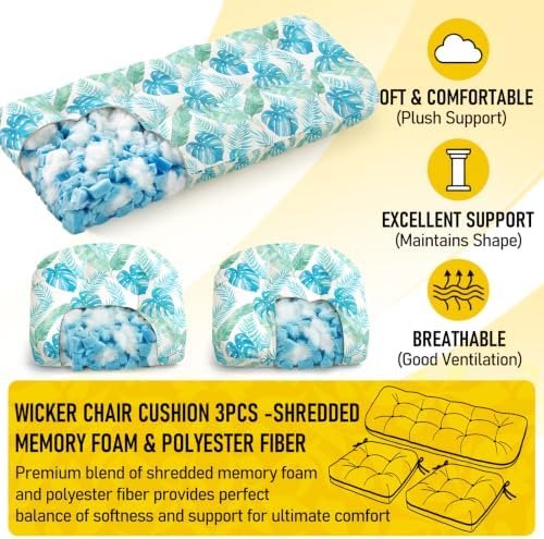 1 MIDDLE ONE Wicker Chair Cushions 3 Pieces Set - Image 3