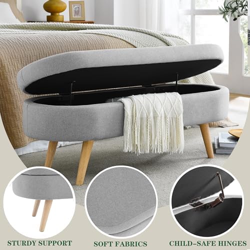 43.5" Ottoman with Storage, Storage Ottoman Bench with Safety Hinge, Bed End - Image 4