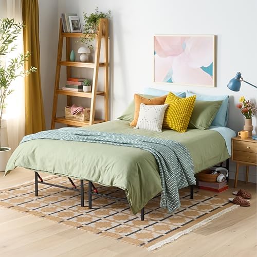 Amazon Basics Bed Frame with Storage, Foldable Metal Platform, Sturdy Steel by AmazonBasics