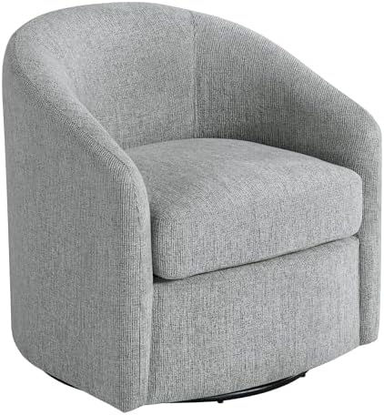 OSP Home Furnishings Bella Coastal Upholstered Barrel Swivel Chair, Dove Grey by OSPHomeFurnishings