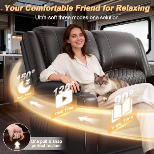 RV Loveseat Recliner Sofa, RV Reclining Loveseat Wall Hugger - Image 3