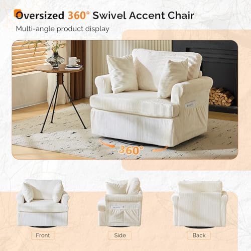VINGL 39.2" Wide 360° Swivel Accent Armchairs - Image 5