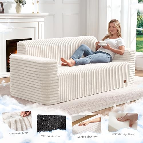 ZurNesfure Sofa Couch 3-Seater Boneless Sofa - Image 3
