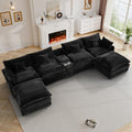 145" Cloud Couch Oversized U Shaped Jet Black Sectional Couches by Flyida