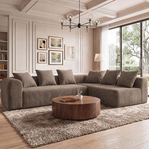 Claiks 106" Cloud Boneless Couch, L-Shaped Sectional Sofa, Light Grey by CLAIKS