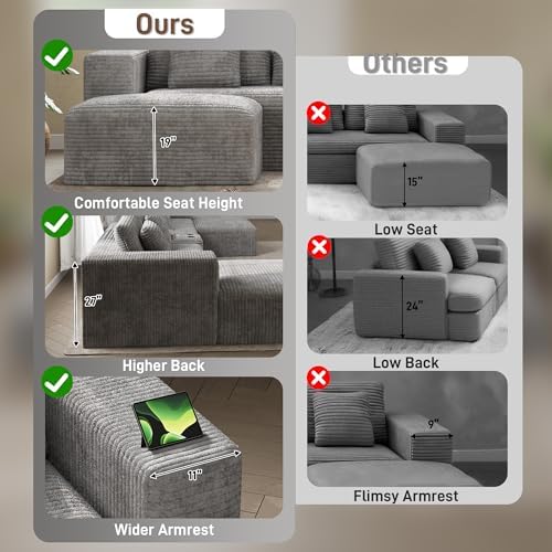 ONEMMLION 151" Oversized Cloud Sectional Couch - Image 6