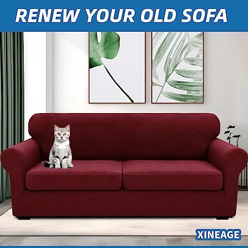 XINEAGE 3-Piece Stretch Sofa Cover, Washable Couch Covers - Image 4