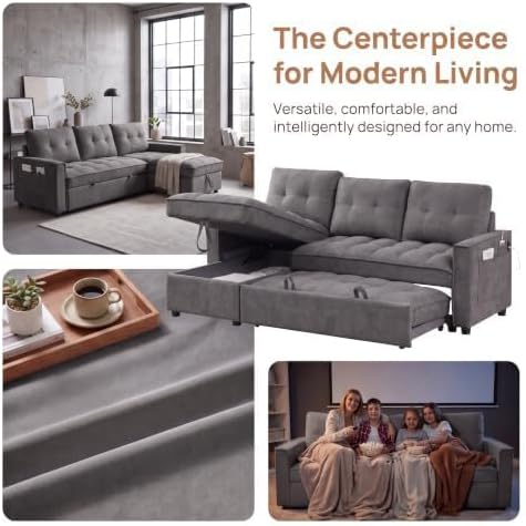 71" L Shaped Queen Pull Out Sofa Bed - Image 6