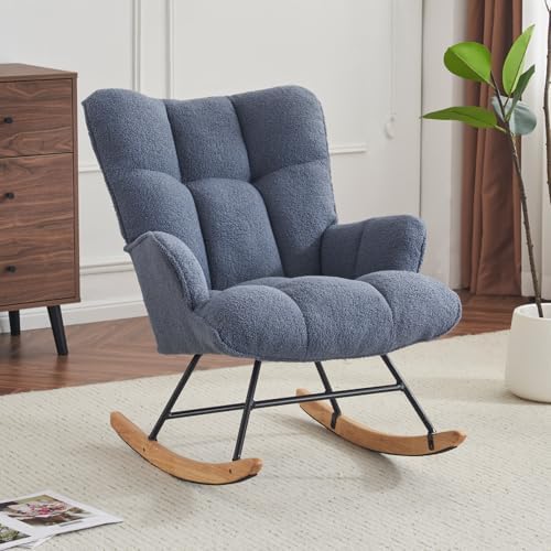 SAETSFEG Nursery Rocking Chair Teddy, Upholstered Glider Rocker by SAETSFEG