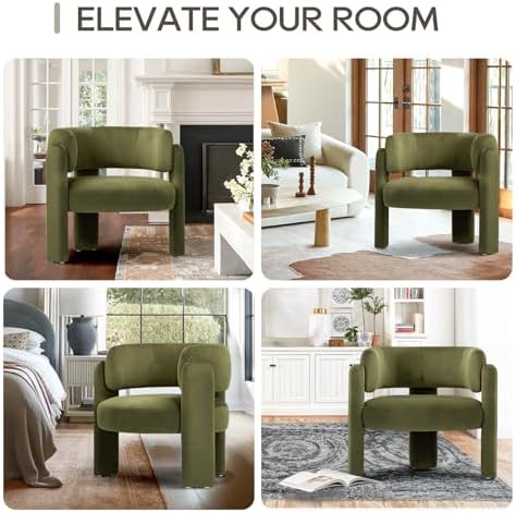 COLAMY Modern Accent Chair, Upholstered Barrel Chair - Image 5