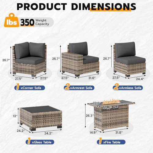 Patio Furniture Set with 44'' Fire Pit Table - Image 3