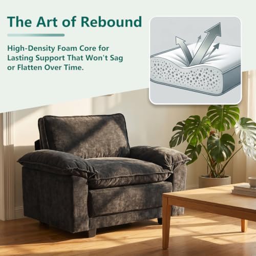 Modern Cloud Single Sofa, Comfy Chenille Couch - Image 4