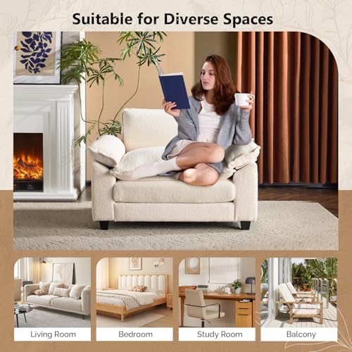 VINGLI Cloud Teddy White Single Chair - Image 3