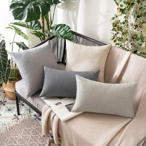 MIULEE Decorative Outdoor Pillow Covers Waterproof 18x18 Light Grey - Image 4