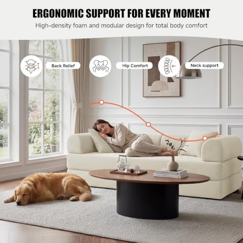 79" Memory Foam Sofa Bed, Convertible Futon Boneless Couch - Image 4