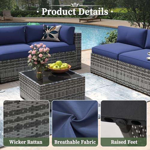 Aoxun 14 Piece Patio Furniture Set Wicker Rattan Patio Conversation Set - Image 4