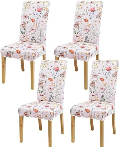 Dining Chair Covers, Stretch Seat Covers, Washable Furniture Protector by BIETYONE