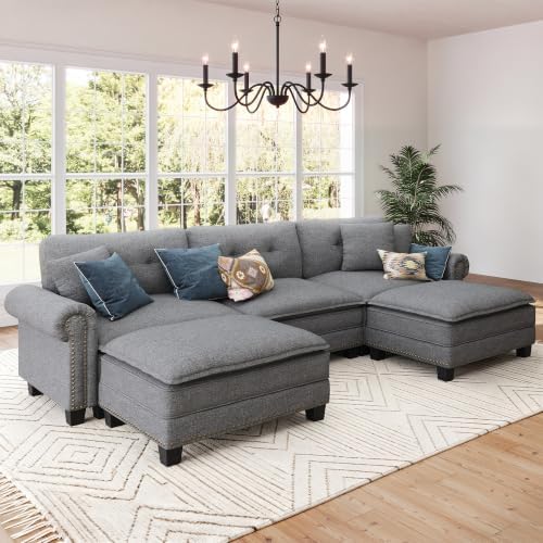 SUNSHINE VALLEY 116" Oversized Modular Sectional Couch U Shaped Living Room by SUNSHINEVALLEY