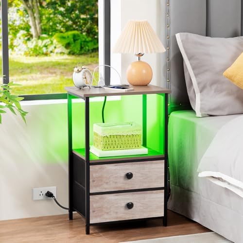 LOAKEKEL Nightstands Set of 2, LED Night Stand - Image 2