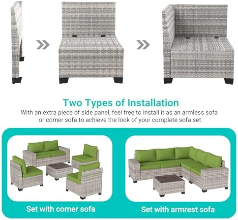 Outdoor Patio Furniture Set PE Wicker Rattan Outdoor Sectional Sofa - Image 3